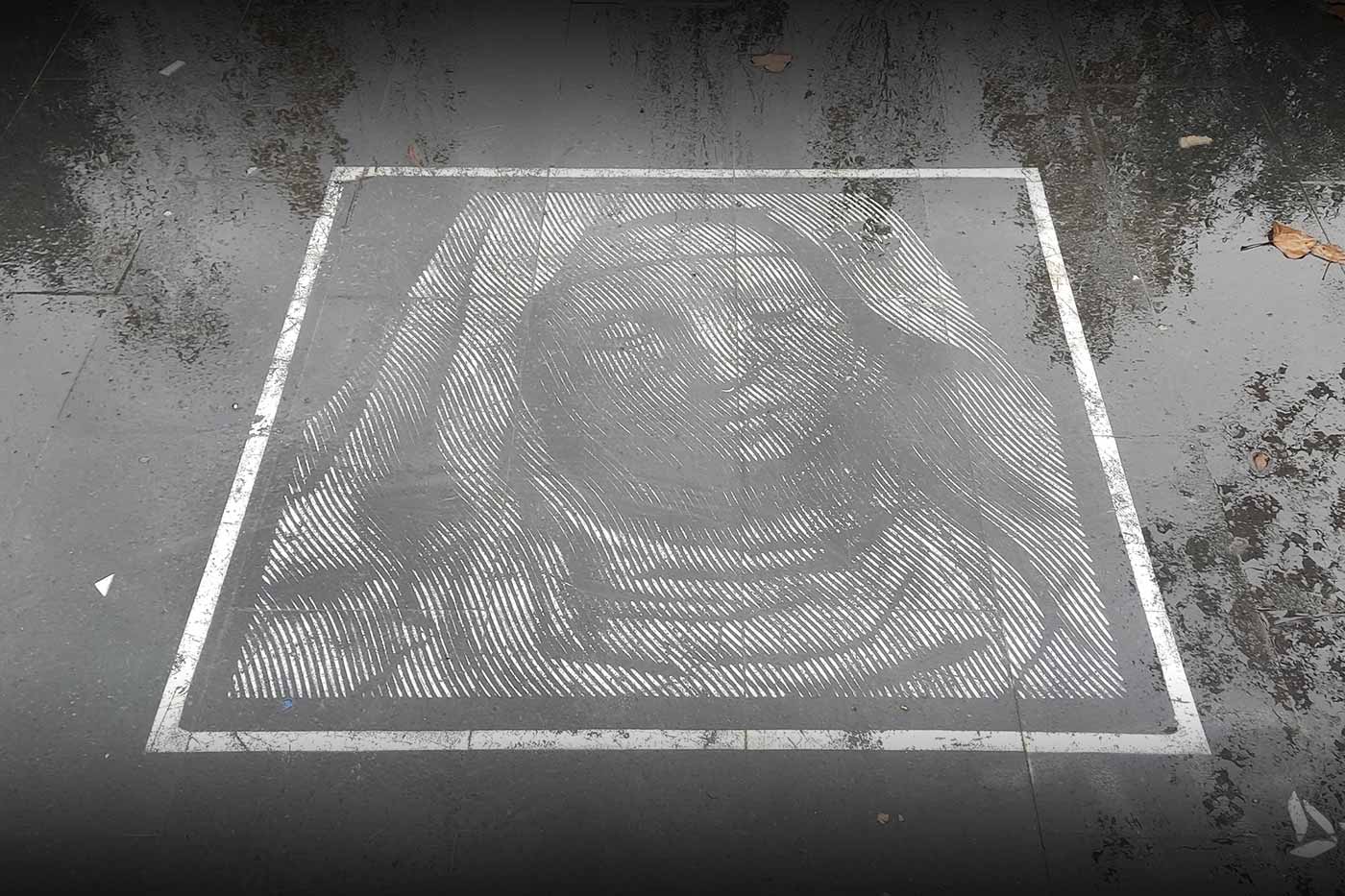 La Virgen de la Vacuna — street art, Ponte della Musica, Roma